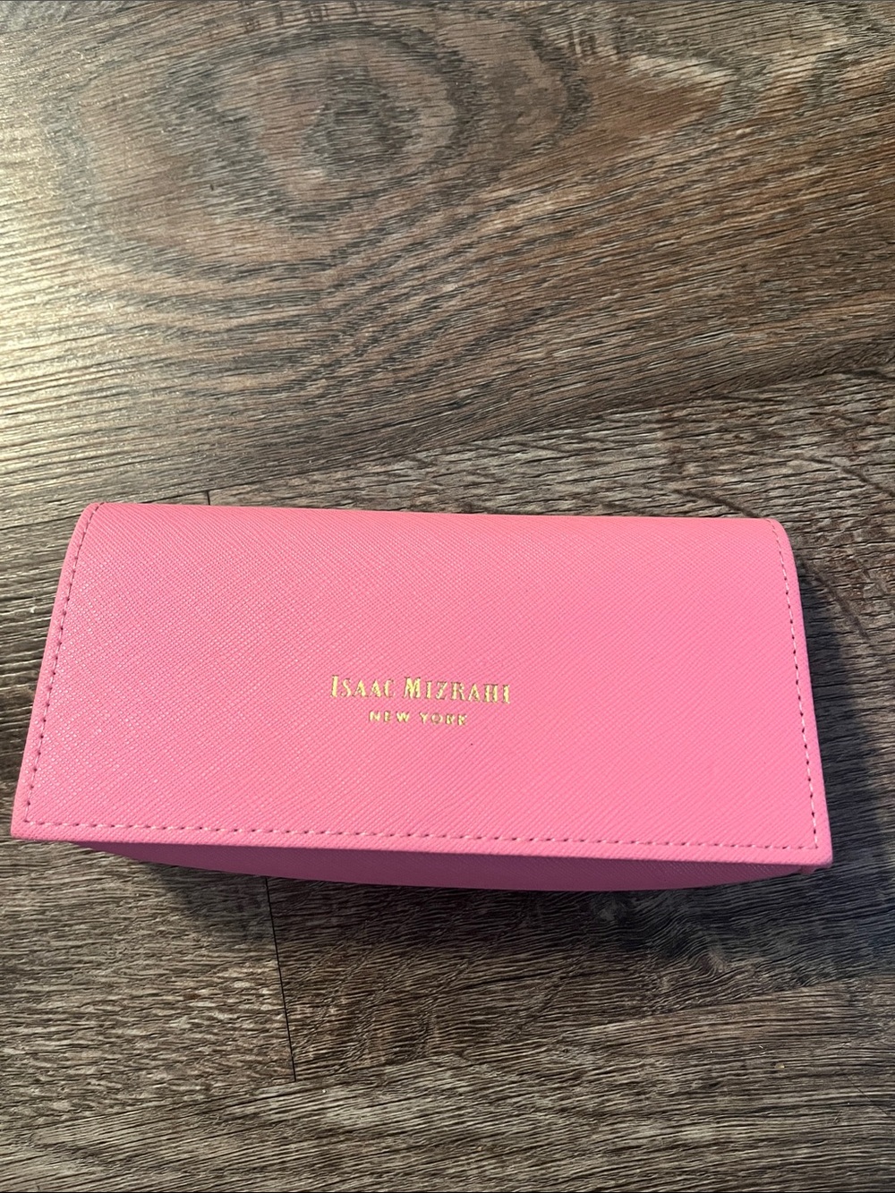 Isaac Mizrahi Bright Pink Foldover Wallet with Gold Logo
